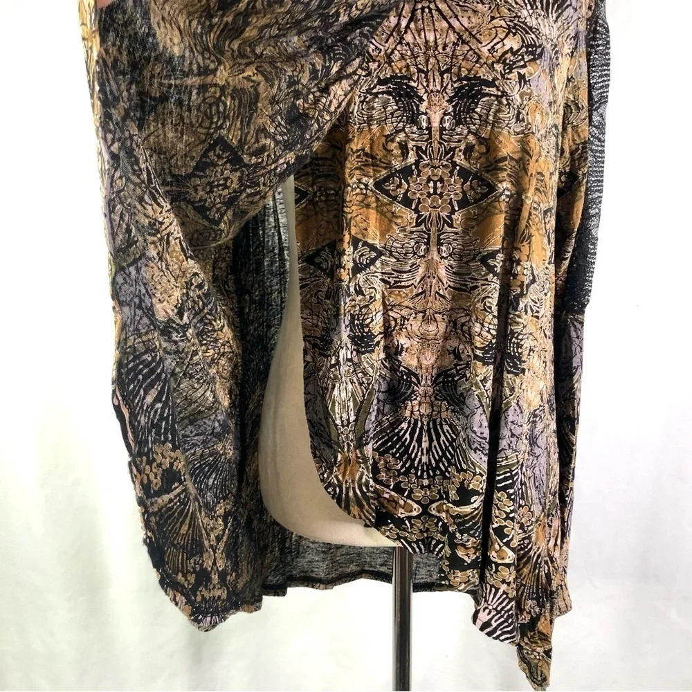 Free People blouse New World Nouveau lace trim crossover front keyhole back